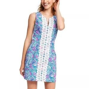 Lilly Pulitzer for Target My Fans Shift Dress Blue Pink XXS/XS 20th Anniversary
